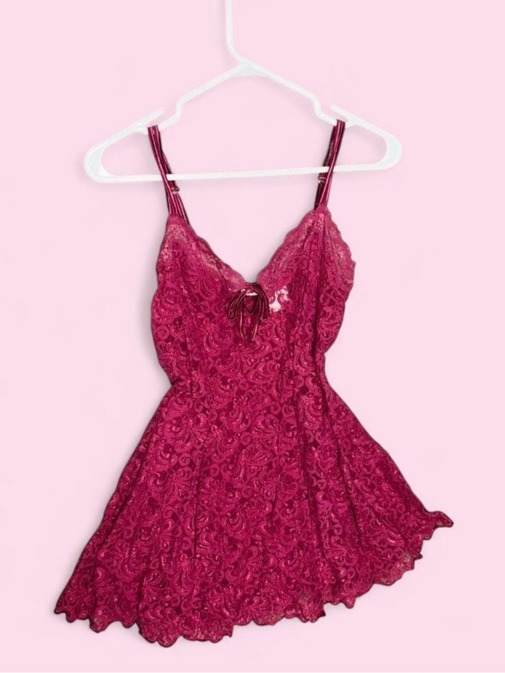 delicates Magenta Lace Slip with Bow Detail